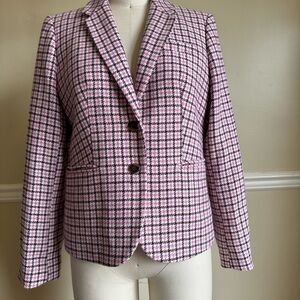 J. Crew Pink and Dark Chocolate Checkered Blazer